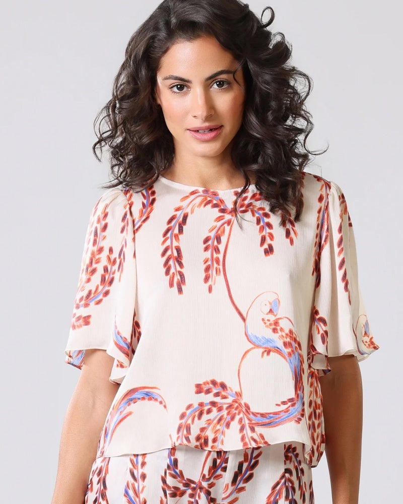 Traffic People Rene Top - Cream Birds