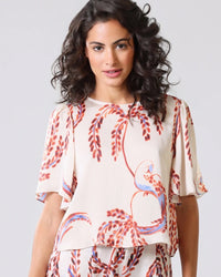 Traffic People Rene Top - Cream Birds