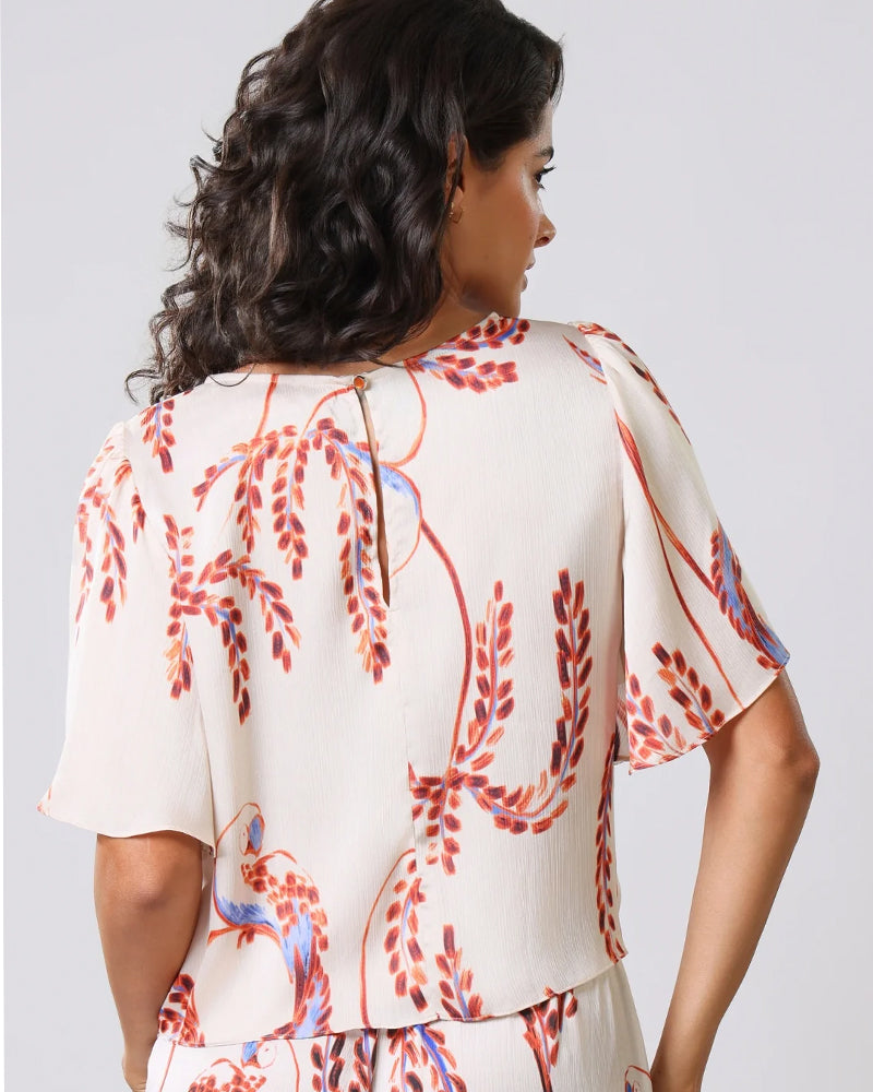 Traffic People Rene Top - Cream Birds