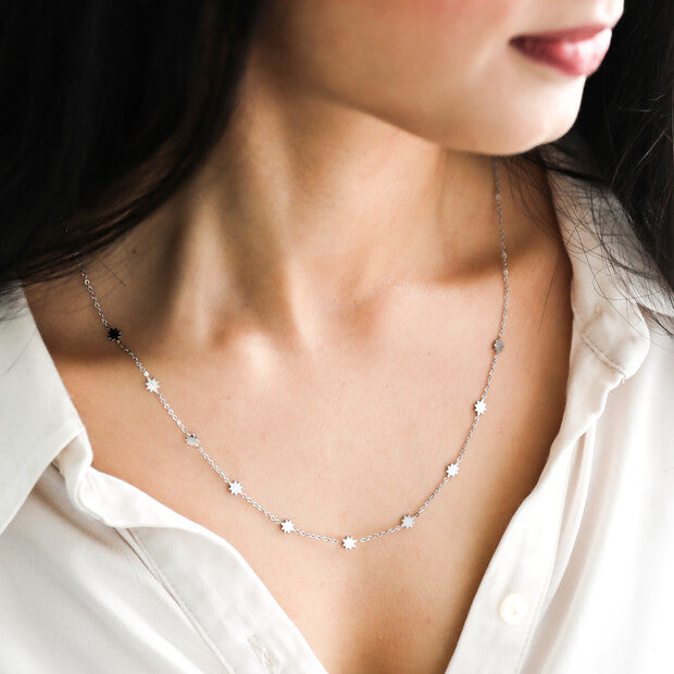 Lisa Angel Long Starry Necklace - Silver
