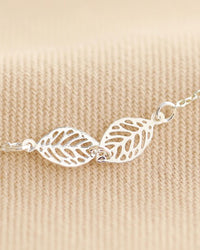 Lisa Angel Linked Filigree Leaf Necklace - Silver