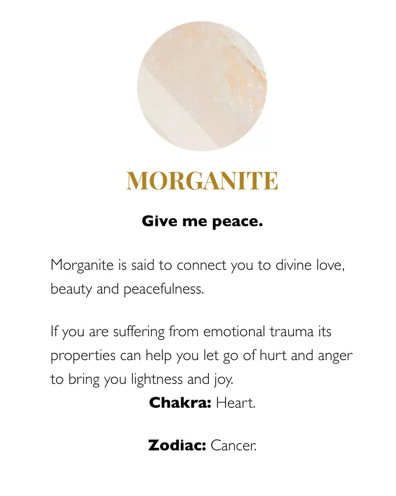 SVP morganite meaning card from Damsel in Chiswick