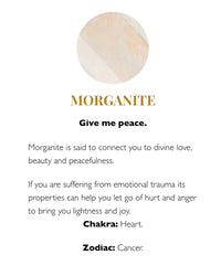SVP morganite meaning card from Damsel in Chiswick