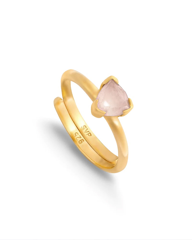 SVP Audie Gold Ring - Rose Quartz
