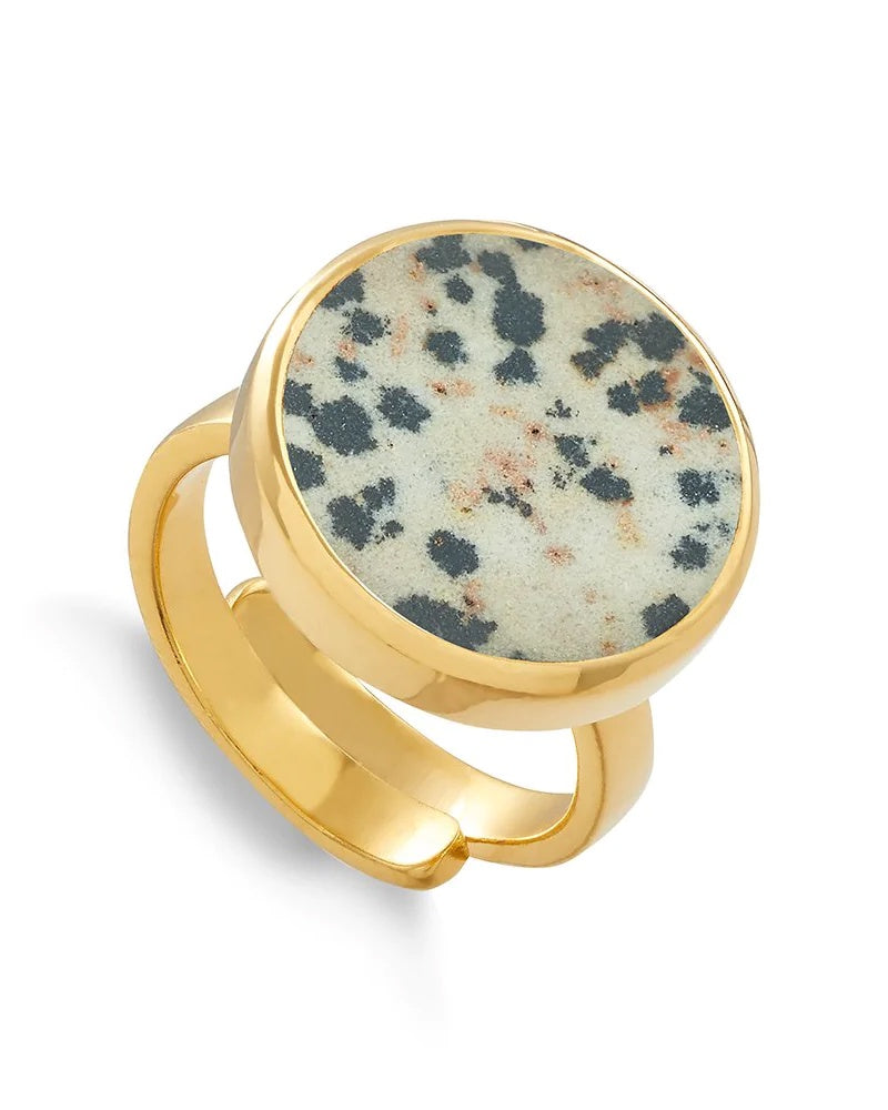 SVP Bella Luna Gold Ring - Dalmatian Jasper