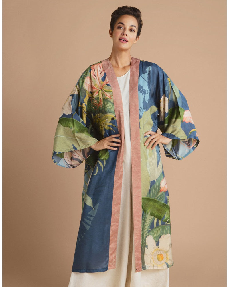 Powder Kimono Gown - Delicate Tropics