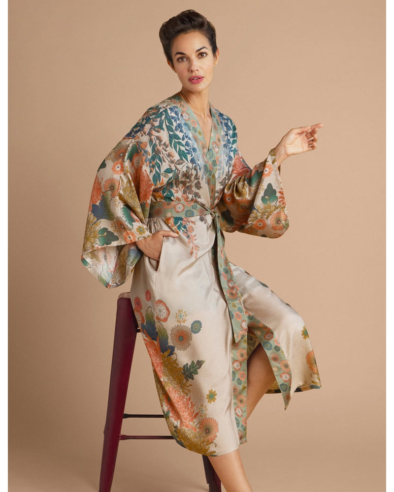 Powder Kimono Gown - Trailing Wisteria, Coconut