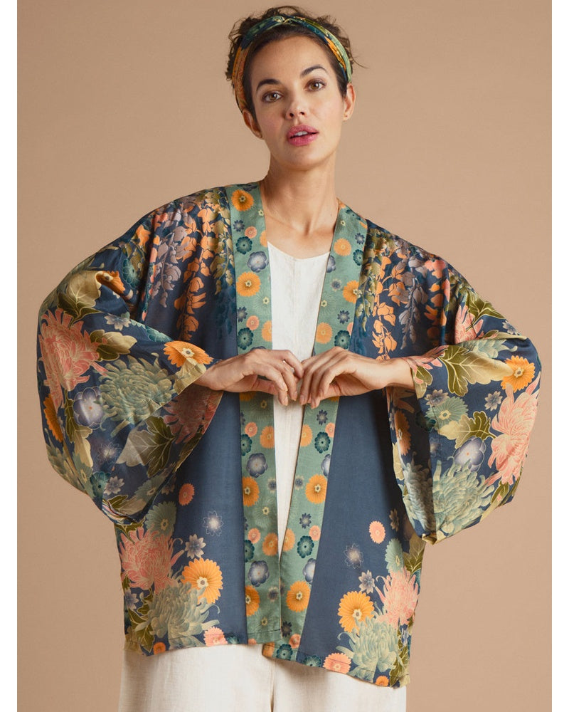 Powder Kimono Jacket - Trailing Wisteria, Ink