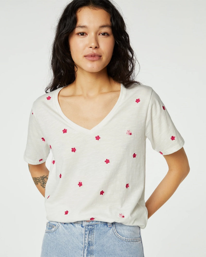 Fabienne Chapot Phill V-neck T-Shirt - White/Pink