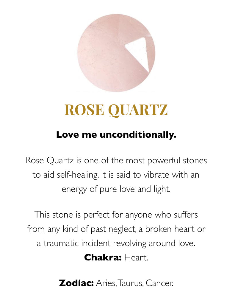 SVP rose quartz meaning card available from Damsel in Chiswick